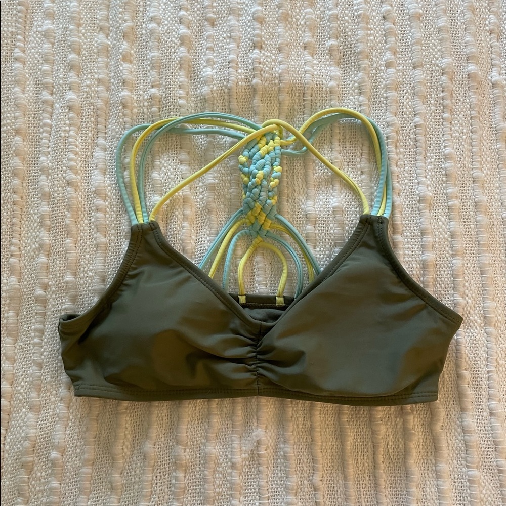 Army Green Macrame Swim Top | M
